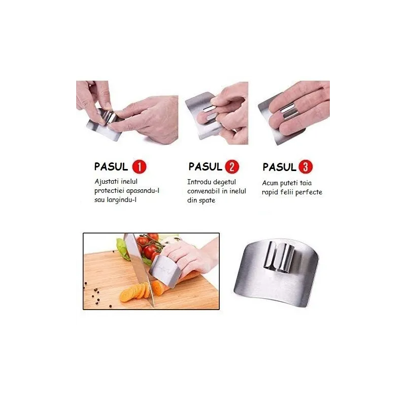 Set 2 x Protectie degete pentru feliere alimente, reglabil, otel inoxidabil