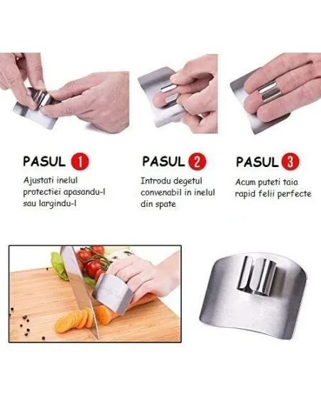Set 2 x Protectie degete pentru feliere alimente, reglabil, otel inoxidabil