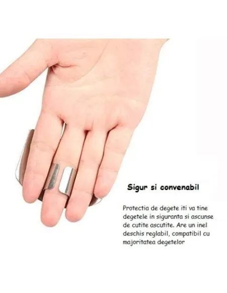 Set 2 x Protectie degete pentru feliere alimente, reglabil, otel inoxidabil