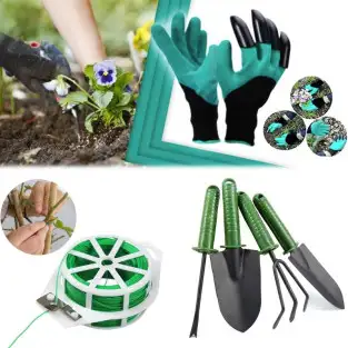 Set 4 unelte + Manusi gheare + Rola sfoara 50M