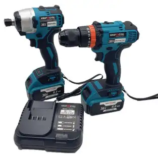 Set cheie de impact 2 in1 si flex kraftroyal, 2 acumulatori, 36V, 8ah, trusa