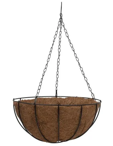 Suport pentru ghiveci cu lant, rotund, Otel, Fibra Cocos, 30x14cm