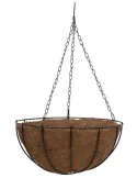 Suport pentru ghiveci cu lant, rotund, Otel, Fibra Cocos, 25.5x13cm