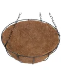 Suport pentru ghiveci cu lant, rotund, Otel, Fibra Cocos, 25.5x13cm