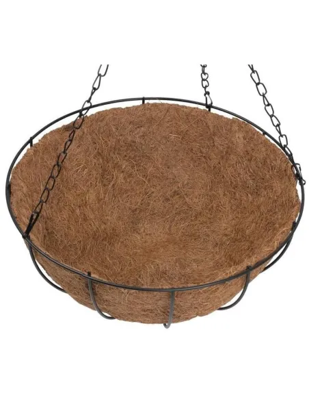 Suport pentru ghiveci cu lant, rotund, Otel, Fibra Cocos, 25.5x13cm