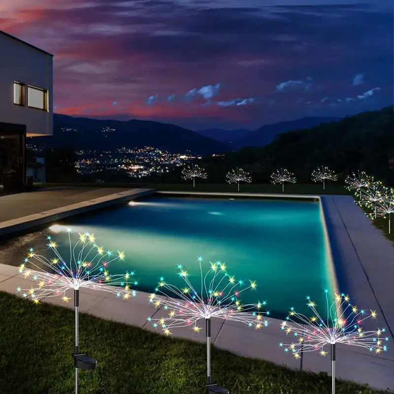 Set 2 x Lampa Solara Artificii cu Suport Metalic