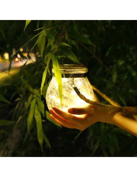 Lampa solara de gradina cu glob din sticla grapata si agatatoare