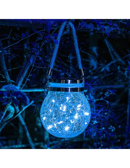 Lampa solara de gradina cu glob din sticla grapata si agatatoare