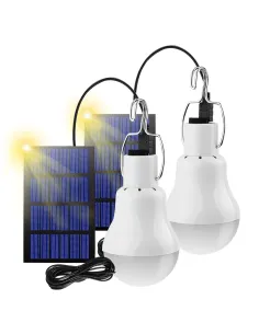 Bec solar portabil 20 LED cu panou solar si carlig 2