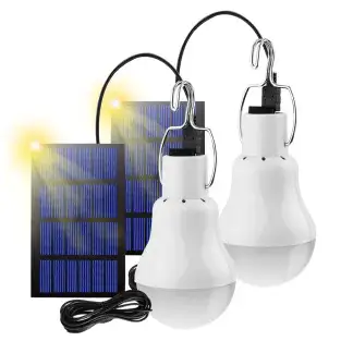 Bec solar portabil 20 LED cu panou solar si carlig 2