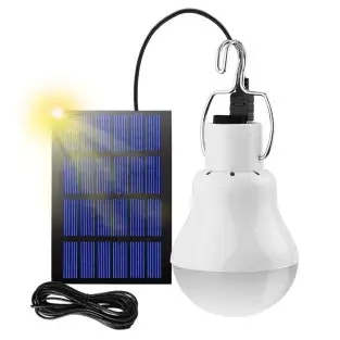 Bec solar portabil 20 LED cu panou solar si carlig