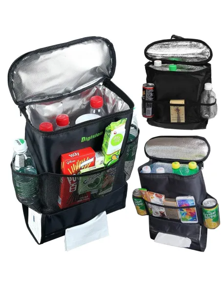 Organizator scaun auto cu buzunar termoizolant si suport cutie servetele
