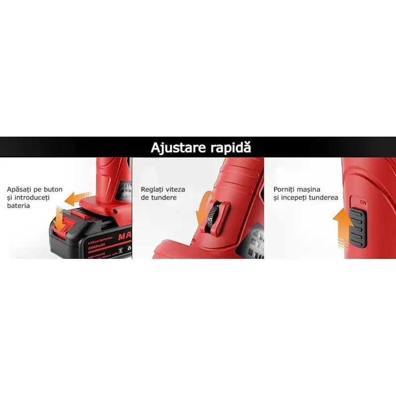 Masina de tuns oi, 2 acumulatori, 4000mAh