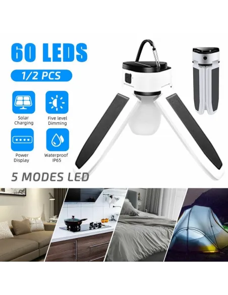 Bec solar cu 3 brate led , rezistent la apa cu 5 moduri de iluminare  IPX4