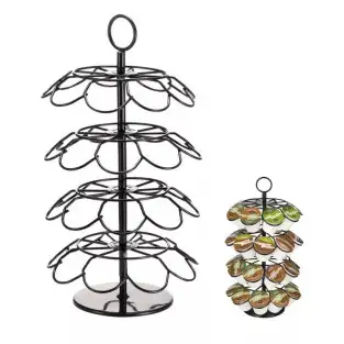 Suport rotativ din otel inoxidabil, 28.5 x 12.5 cm, negru , 36 capsule