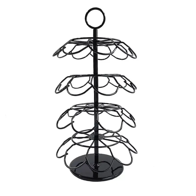 Suport rotativ din otel inoxidabil, 28.5 x 12.5 cm, negru , 36 capsule