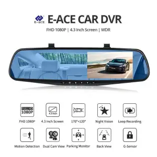 Oglinda retrovizoare 4.5 inch cu camera HD 1080P, DVR auto, cu microfon si difuzor incorporate + camera suplimentara marsarier 2