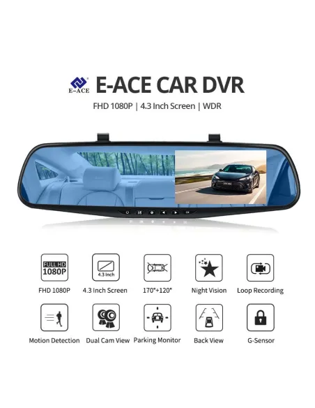 Oglinda retrovizoare 4.5 inch cu camera HD 1080P, DVR auto, cu microfon si difuzor incorporate + camera suplimentara marsarier