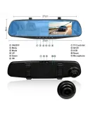 Oglinda retrovizoare 4.5 inch cu camera HD 1080P, DVR auto, cu microfon si difuzor incorporate + camera suplimentara marsarier