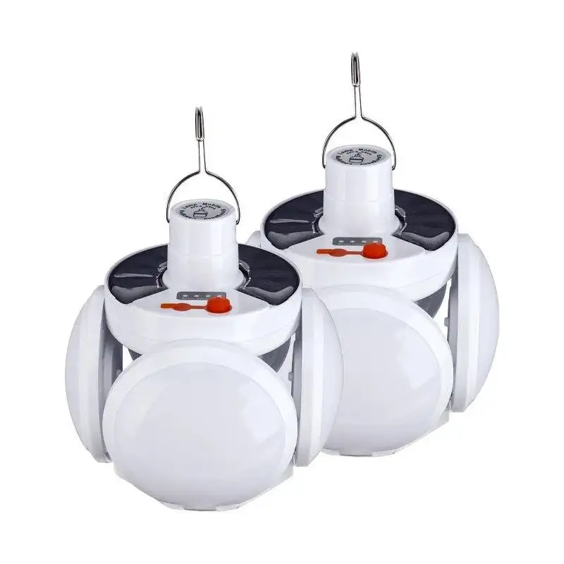 Set 3 x Bec cu panou solar si acumulator, 5 trepte de iluminat