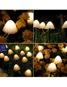 Decoratiune solara cu  30 de  ciupercute led -alb cald 2