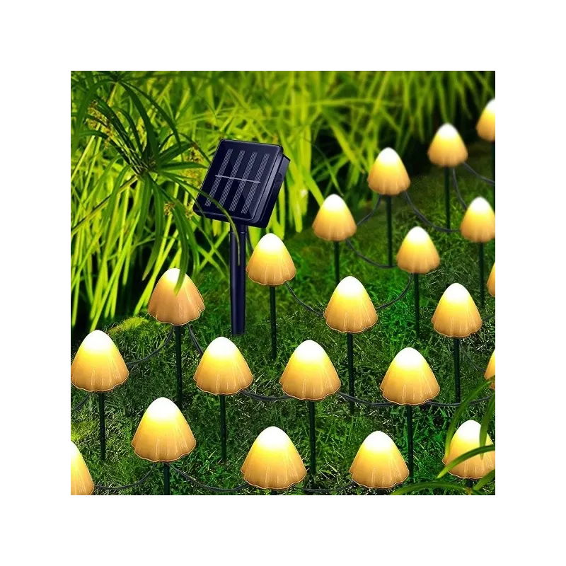 Decoratiune solara cu  30 de  ciupercute led -alb cald
