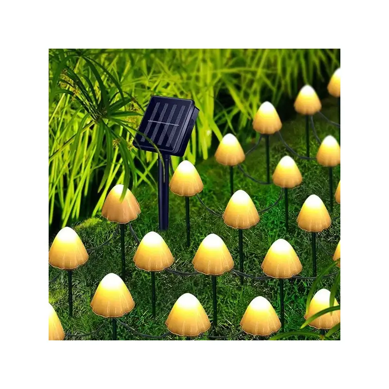 Decoratiune solara cu 30 de ciupercute led -alb cald
