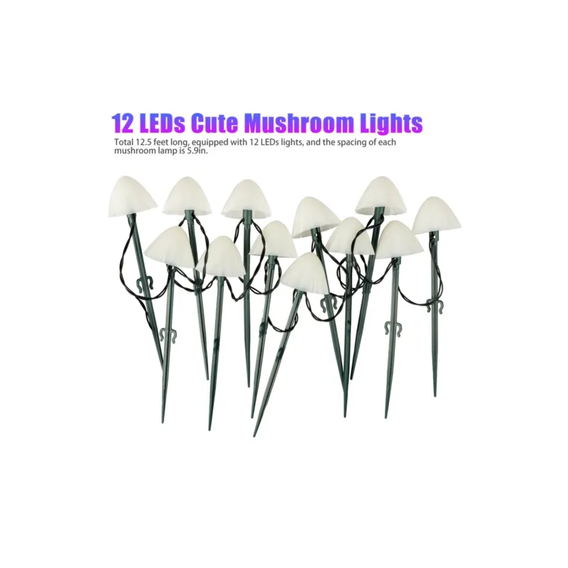 Decoratiune solara cu  30 de  ciupercute led -alb cald