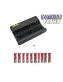 Incarcator + 10 acumulatori reincarcabili 18650, 6800mAh