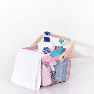 Cos de depozitare cu maner de lemn 2