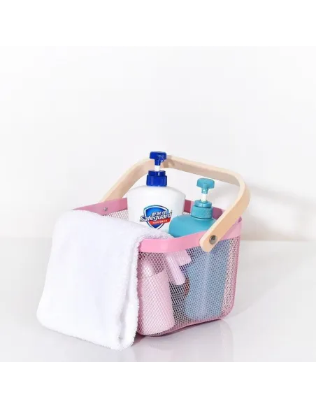 Cos de depozitare cu maner de lemn