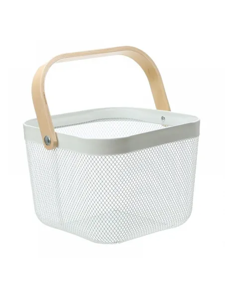 Cos de depozitare cu maner de lemn