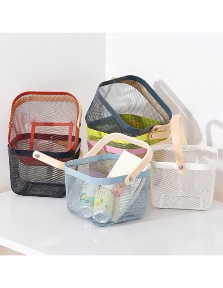 Cos de depozitare cu maner de lemn