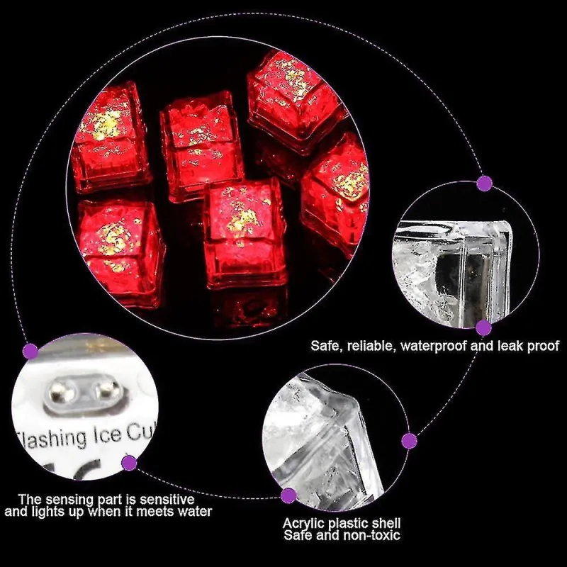 Set 12 Ice Cub LED, cuburi de gheata cu lumina intermitenta,reutilizabile