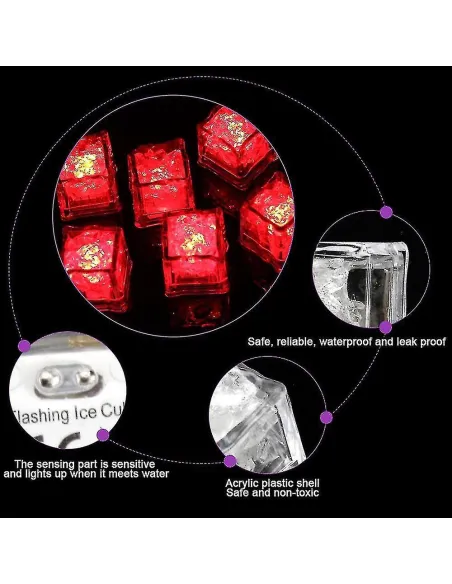 Set 12 Ice Cub LED, cuburi de gheata cu lumina intermitenta,reutilizabile