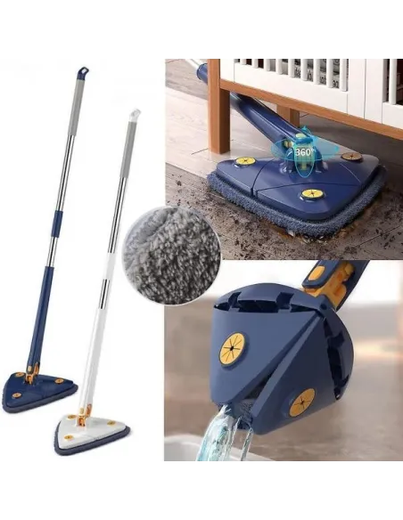 Mop inovativ CleanMaster, reglabil, rotire 360, albastru