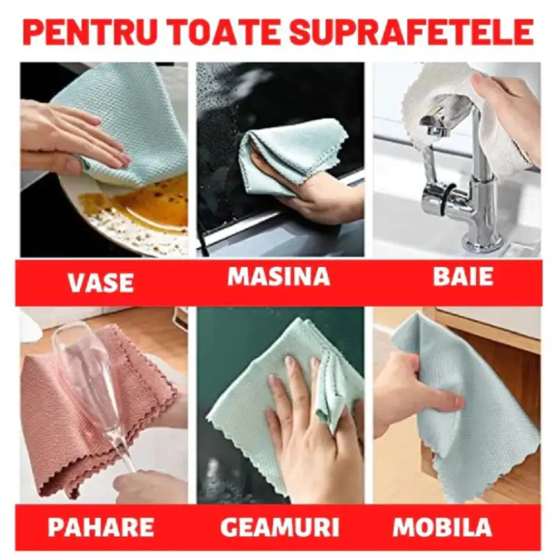 Set 10 x lavete din microfibra 30x30 cm diverse culori