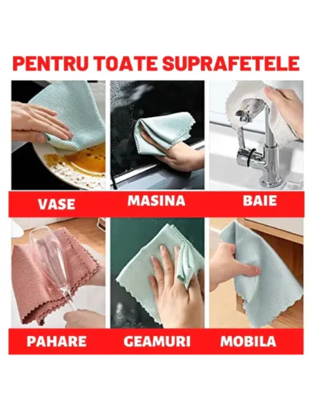 Set 10 x lavete din microfibra 30x30 cm diverse culori