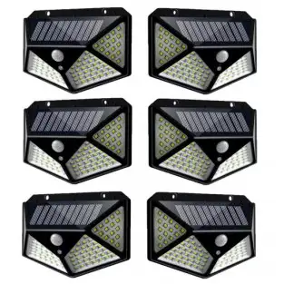 Set 6 lampi solare cu senzor de miscare, 100 LED-uri si 3 moduri de iluminare