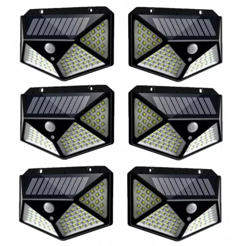 Set 6 lampi solare cu senzor de miscare, 100 LED-uri si 3 moduri de iluminare