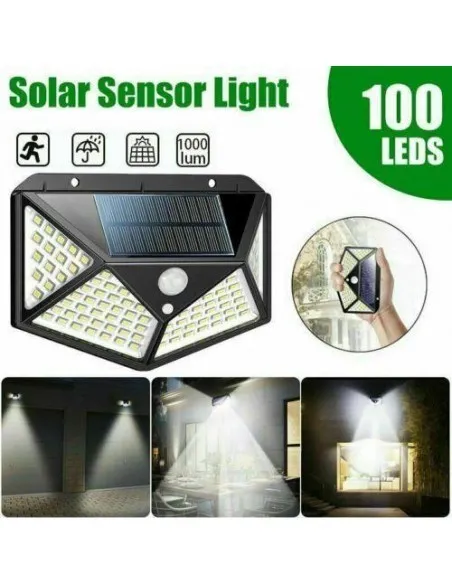 Set 6 lampi solare cu senzor de miscare, 100 LED-uri si 3 moduri de iluminare