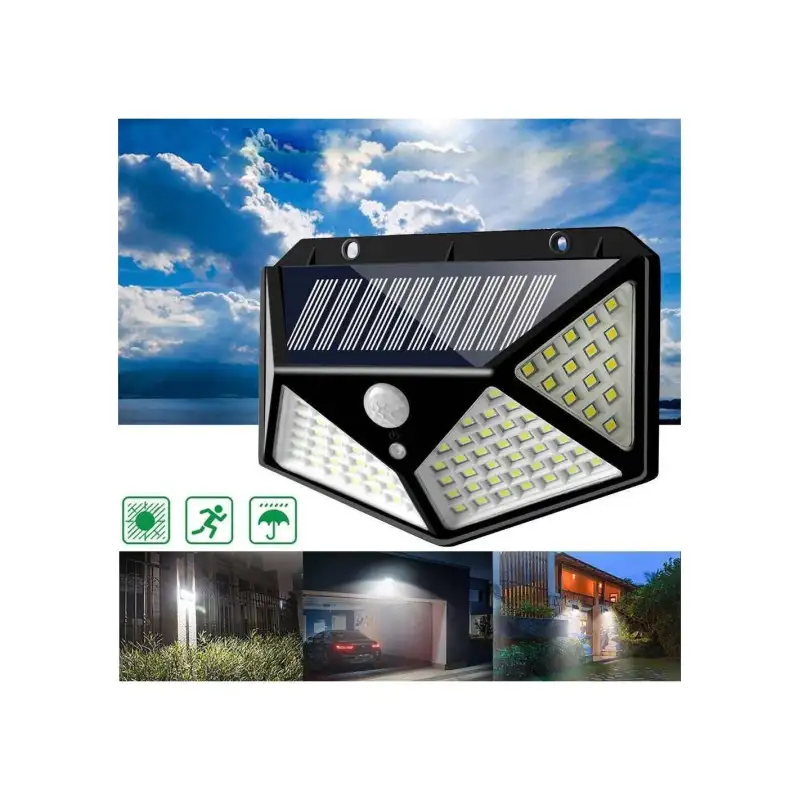 Set 6 lampi solare cu senzor de miscare, 100 LED-uri si 3 moduri de iluminare