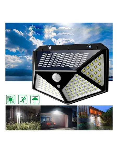 Set 6 lampi solare cu senzor de miscare, 100 LED-uri si 3 moduri de iluminare