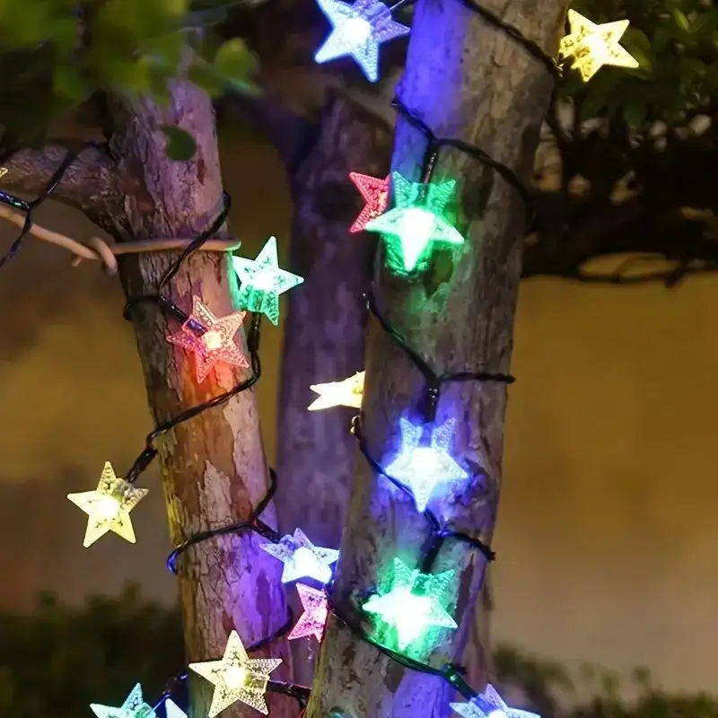 Instalatie solara cu 50 LED-uri, stelute, multicolor, 8 jocuri de lumini