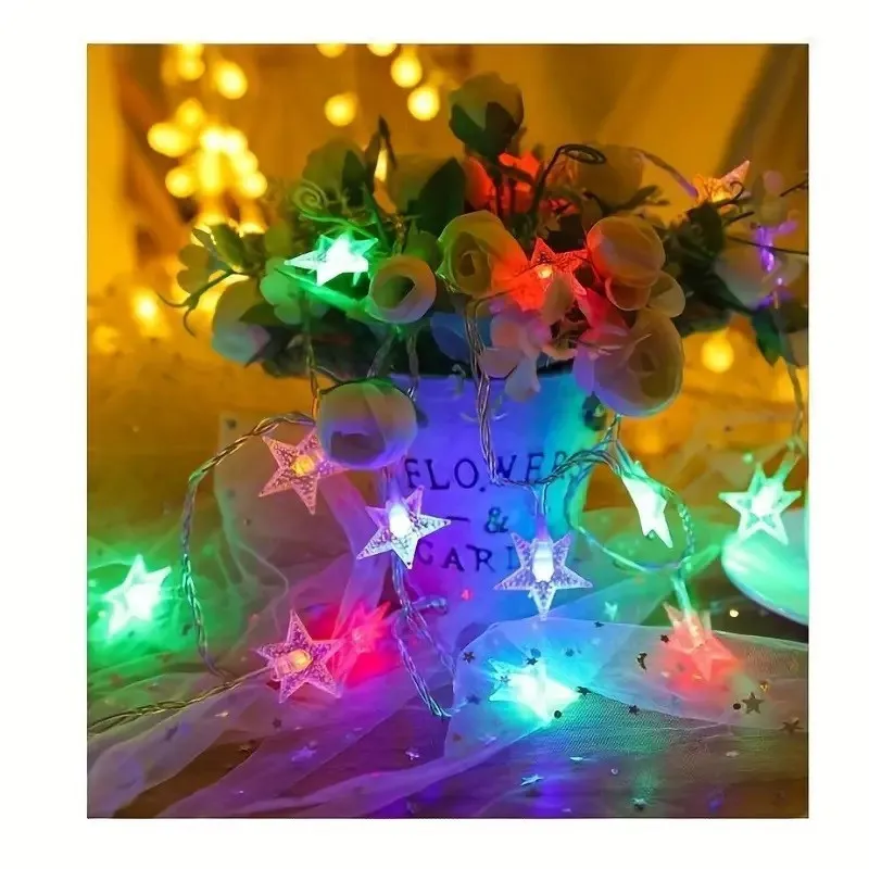 Set 2 Instalatii solare cu 50 LED-uri, stelute, multicolor, 8 jocuri de lumini