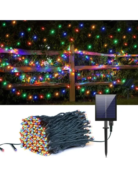 Instalatie 1000 LED cu panou solar mare, 100 M, pentru exterior, model 2024