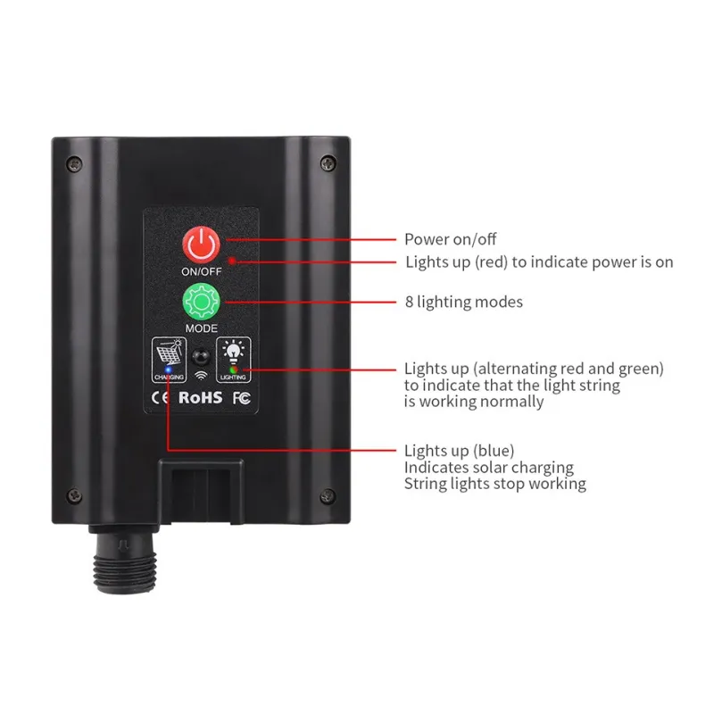 Instalatie 500 LED cu panou solar mare, 50 M, multicolor,  pentru exterior