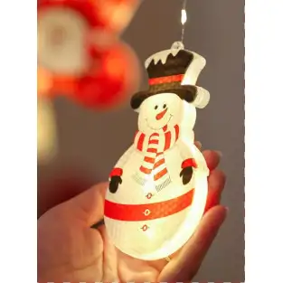 Instalatie perdea cu LED, Om de zapada si Stele 3M, 10 decoratiuni, interconectabila, de exterior/interior 2