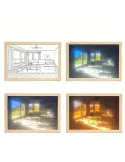 Tablou cu telecomanda led , umbre si peisaje Light Village