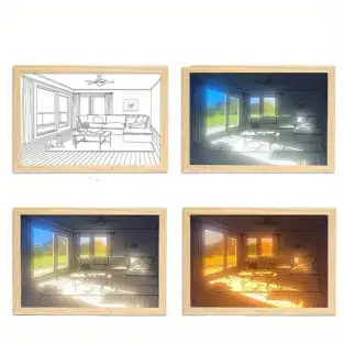 Tablou cu telecomanda led , umbre si peisaje Light Village